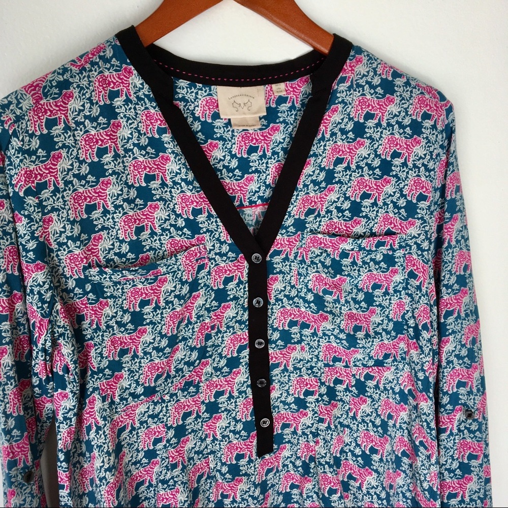 {Anthro} Vanessa Virginia Honore Tiger Popover Top